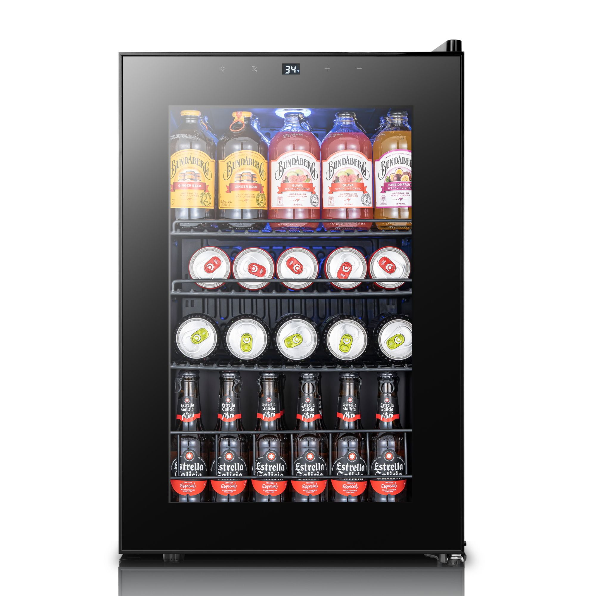 Yeego 85 Cans Beverage Refrigerator, Glass Door Beverage Cooler for Home Dorm Office Bar, Black