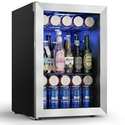 Yeego Beverage Cooler, 77-80 Can Freestanding Mini Beverage Fridge with Glass Door for Drink,2.18 Cu.ft.