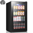 thumbnail image 1 of Yeego 136 Can Beverage Refrigerator Cooler, 3.4 cu.ft. Beverage Fridge with Glass Door for Home/Bar/Office, Black, 1 of 12