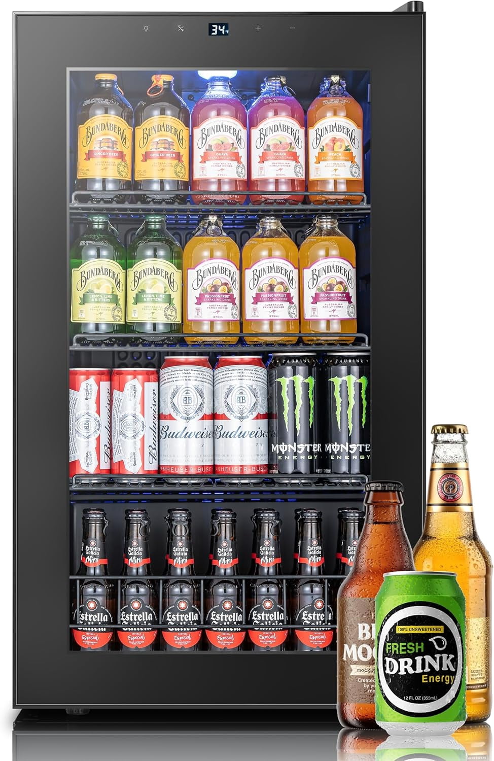Budweiser 冷蔵庫 ガラス扉 Budweiser 3.2 cu. ft. Refrigerator FR320, Red, Flush Back Design