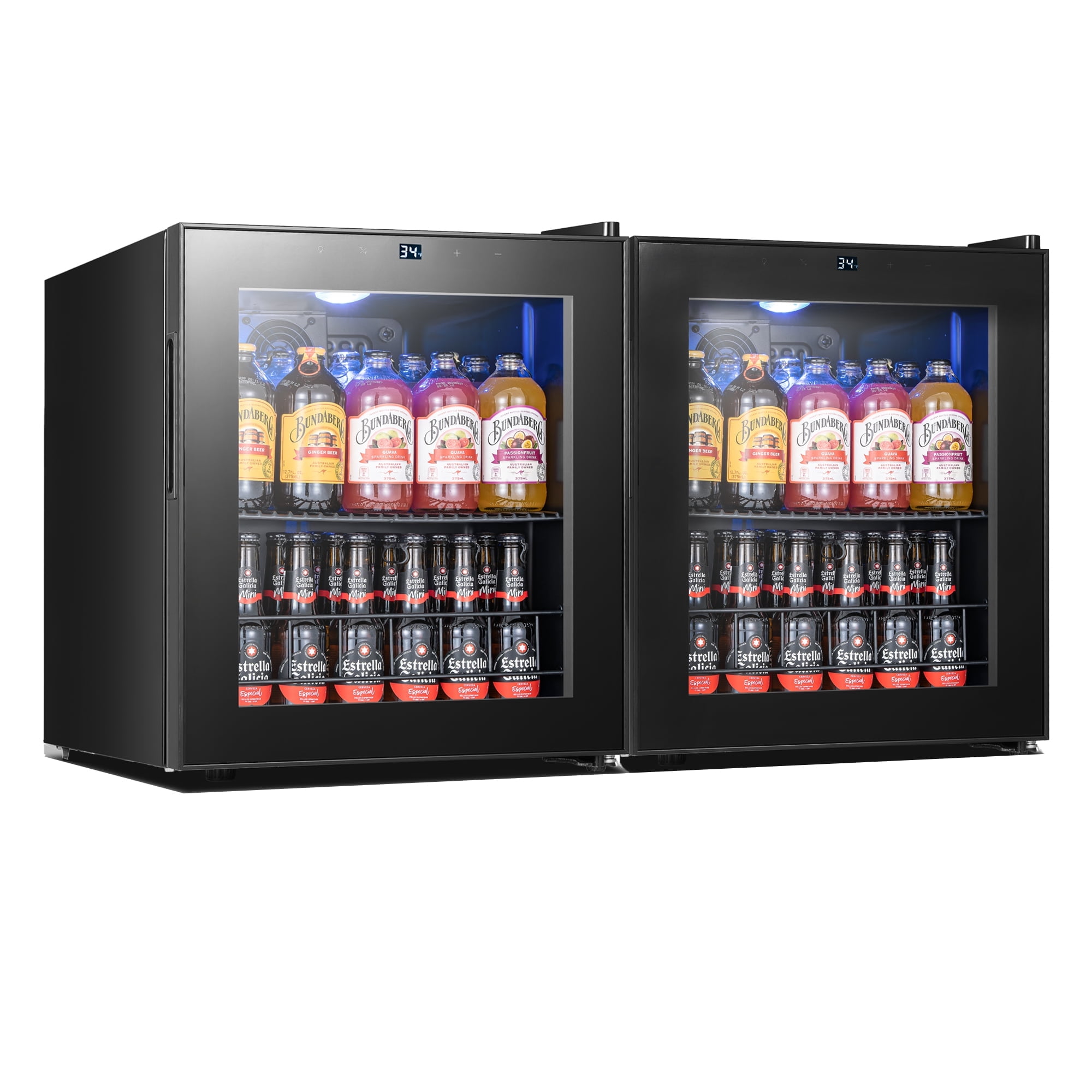 Yeego Beverage Refrigerator, 130 Can Mini Fridge With Glass Door for Home/Dorm/Office, 2 Pack