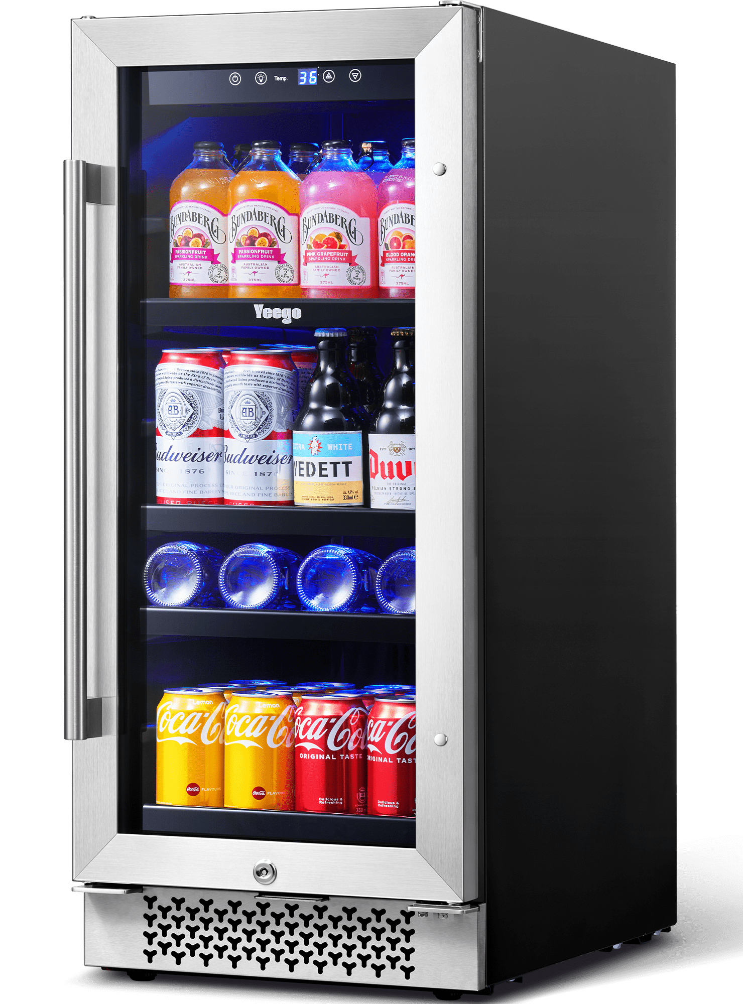 Yeego Beverage Refrigerator, 15" Beverage Cooler 80 Cans Beer Fridge with Advanced Cooling