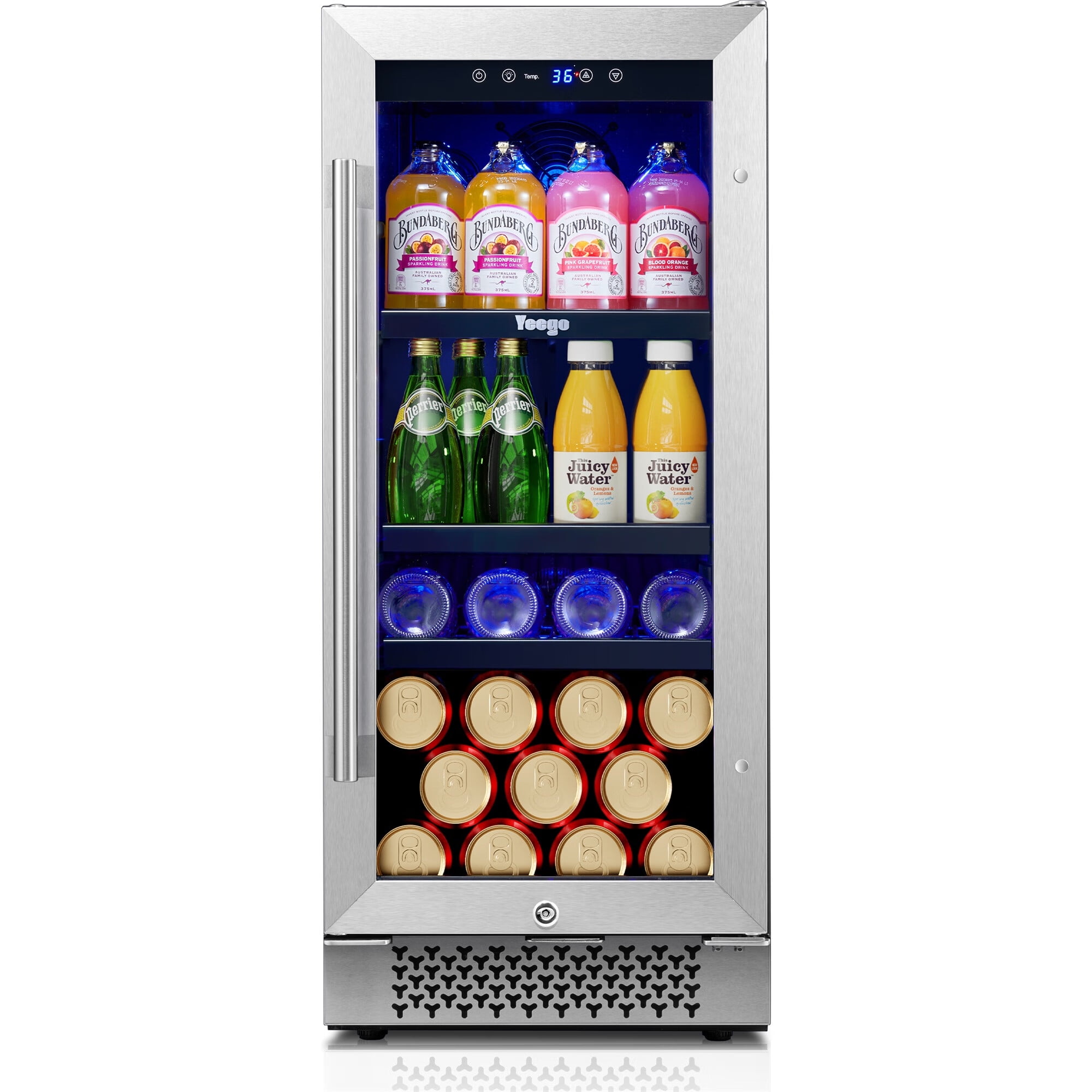 Yeego Beverage Refrigerator Cooler.15 Inch beverage fridge with Glass