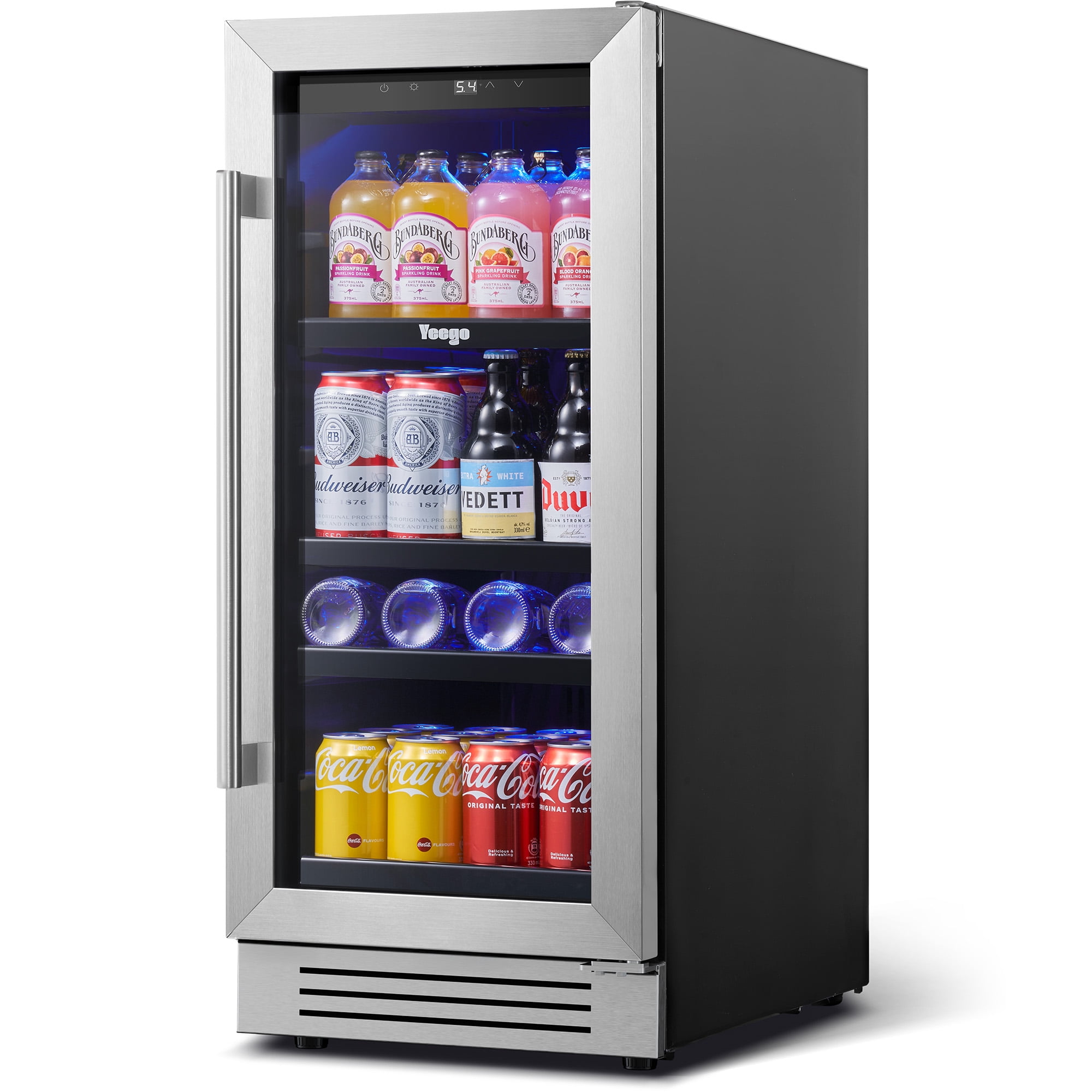 Yeego Beverage Refrigerator Cooler, 15 inch 80 Cans Beverage Fridge with Adjustable Metal Shelf, Small Beer Cooler Built-in or Freestanding for Wine or Soda for Bar Office Home Dorm