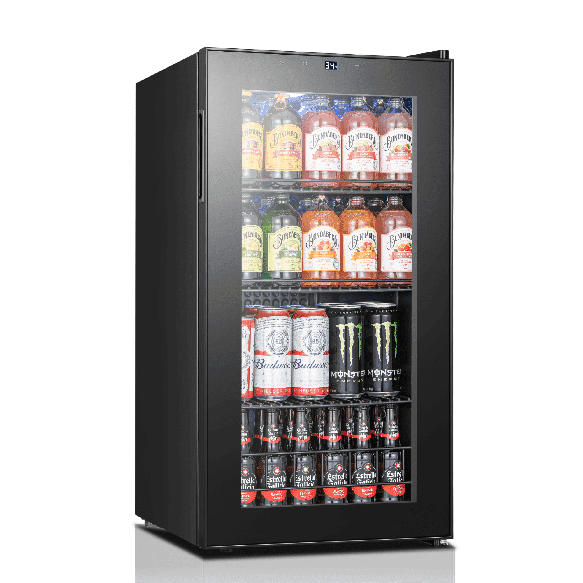 Yeego 116 Can Beverage Refrigerator Cooler, 3.1 cu.ft. Beverage Fridge with Glass Door for Home/Bar/Office, Black