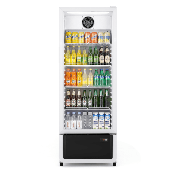 Yeego Commercial Beverage Refrigerator, 8.3 Cu.Ft Glass Door Drink Display Cooler with LED Light & Adjustable Shelves for Bar, Convenience Store
