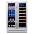 thumbnail image 1 of Yeego Wine and Beverage Refrigerator, 24 Inch 60 Cans and 20 Bottles Dual Zone Wine Cooler with Glass Door & Removeable Racks, Built in or Freestanding Under Counter, 1 of 9