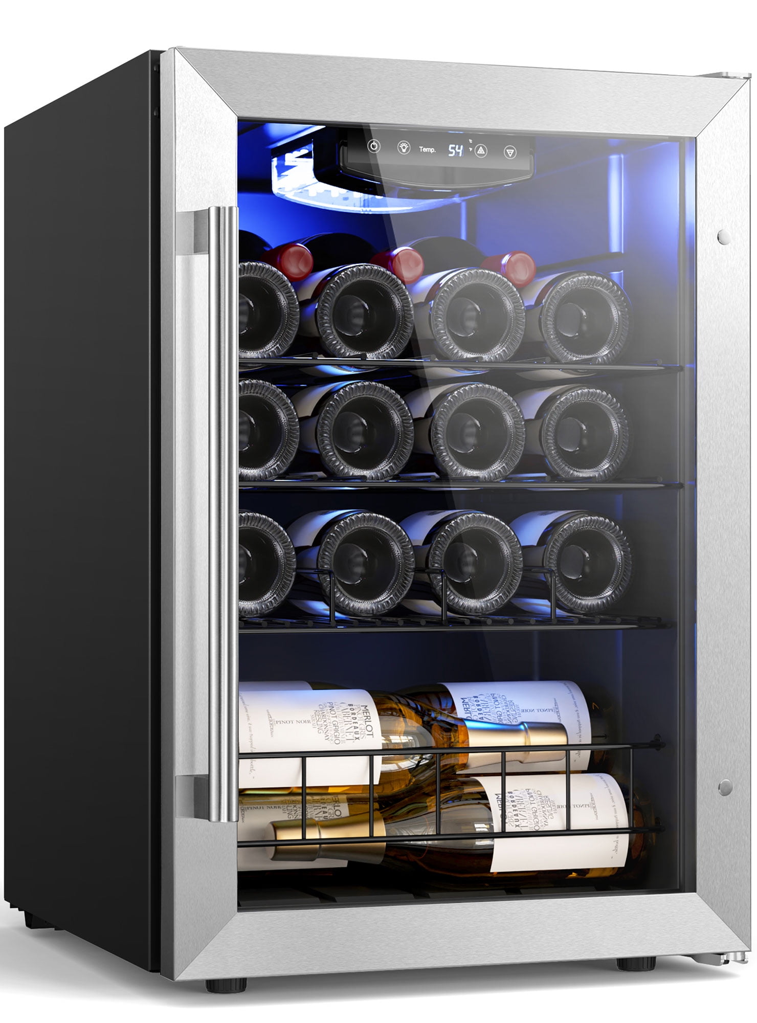 Yeego Wine Cooler Refrigerator, 20 Bottle Freestanding Compact Mini ...