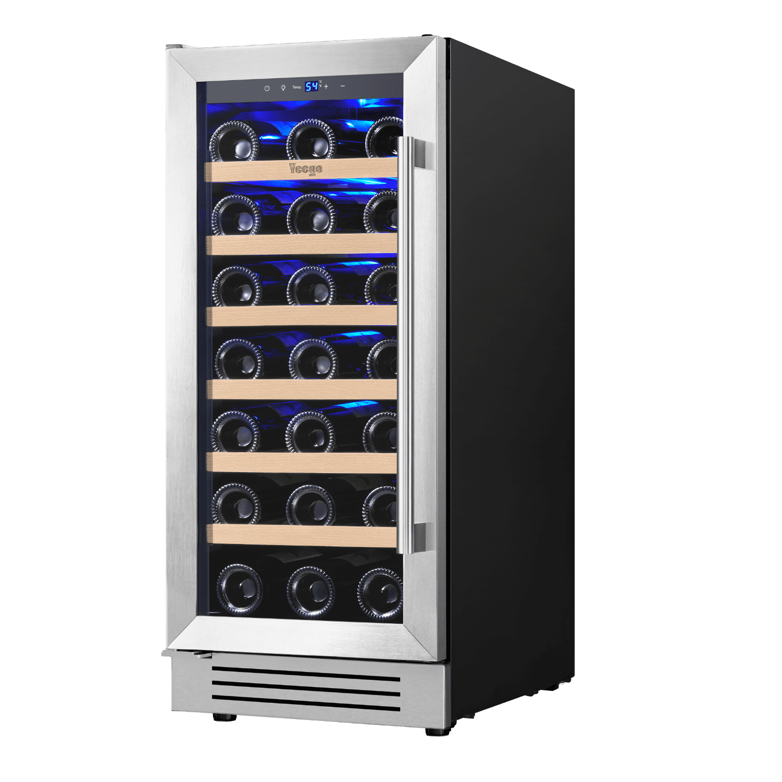 Yeego 15 Inch Wine Cooler and Refrigerator, 33 Bottles 40-65℉ with Glass Door Wine Fridge for Home Kitchen Bar, Built-in or Freestanding