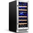 Yeego Wine Fridge Dual Zone 15 Inch, 28 Bottles Wine Cool Refrigerator