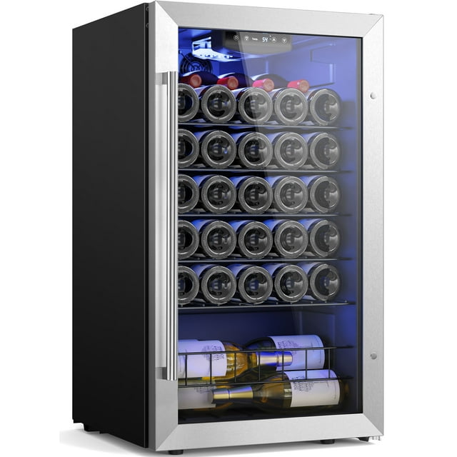 Yeego Wine Refrigerator Cooler, 32 Bottle Small Wine Fridge, Mini