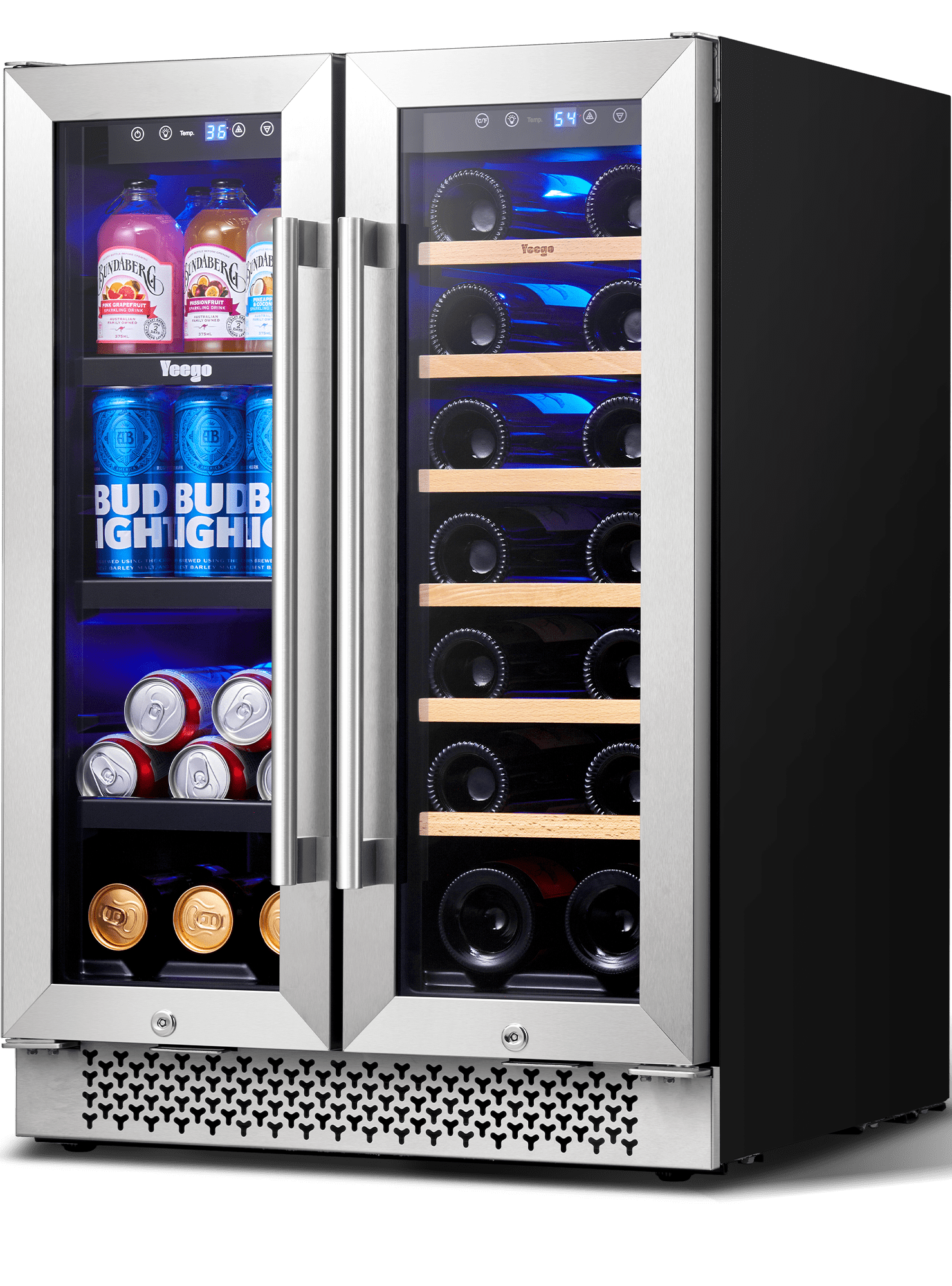 Yeego Wine and Beverage Refrigerator, 24 inch Wine Fridge Dual Zone