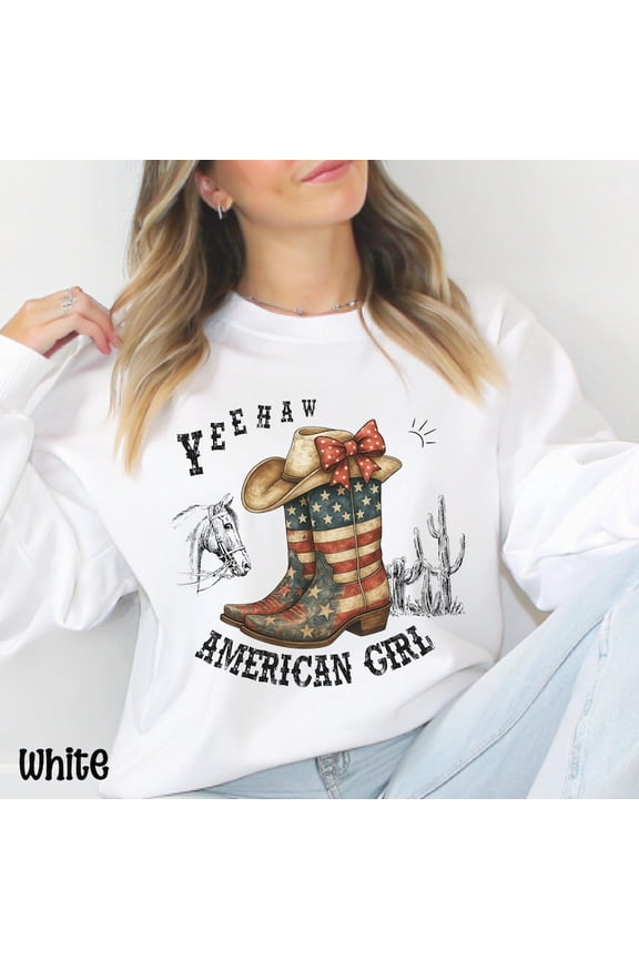 Yeehaw 4th of July Sweatshirt: Vintage Cowboy Style