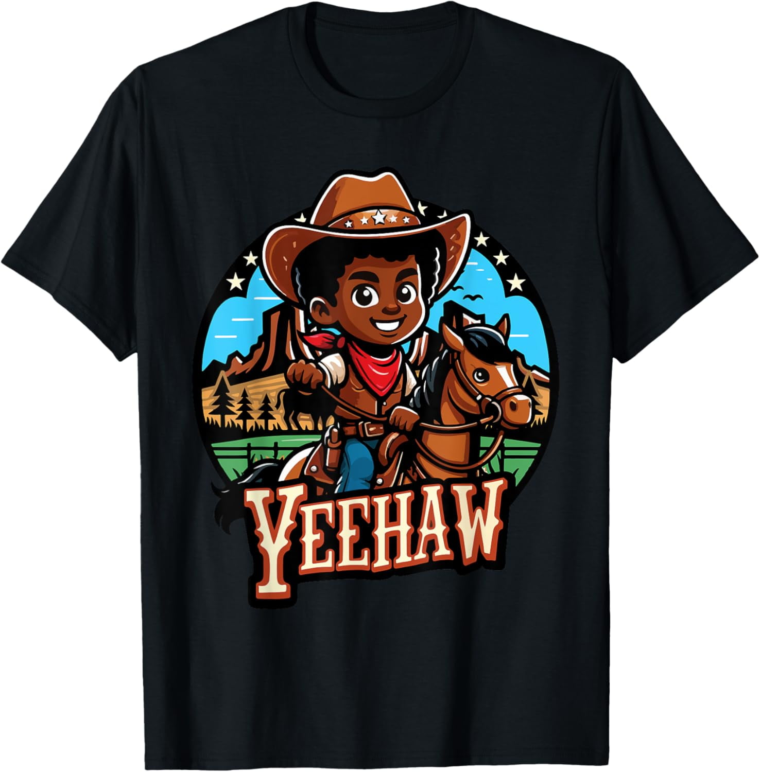 Yeehaw African American kid Rodeo Cowboy T-Shirt tee - Walmart.com