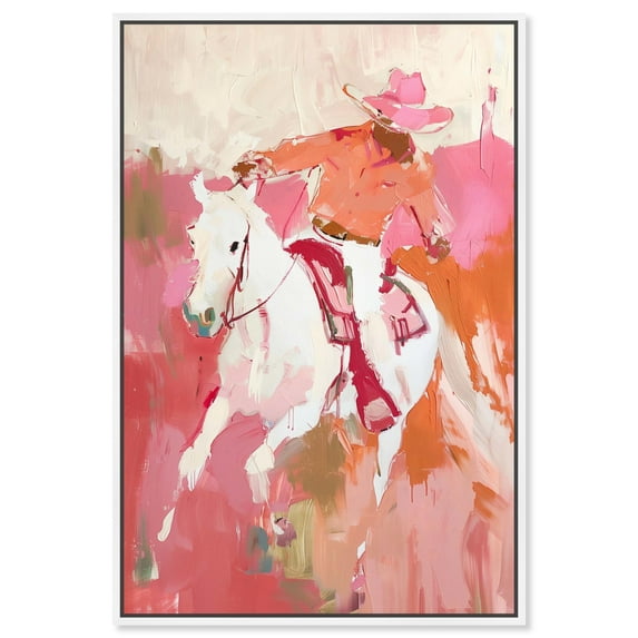 Yeehaw Bold Canvas Trendy Cowgirl Art Prints by Art Remedy, White Frame, 20" x 30"