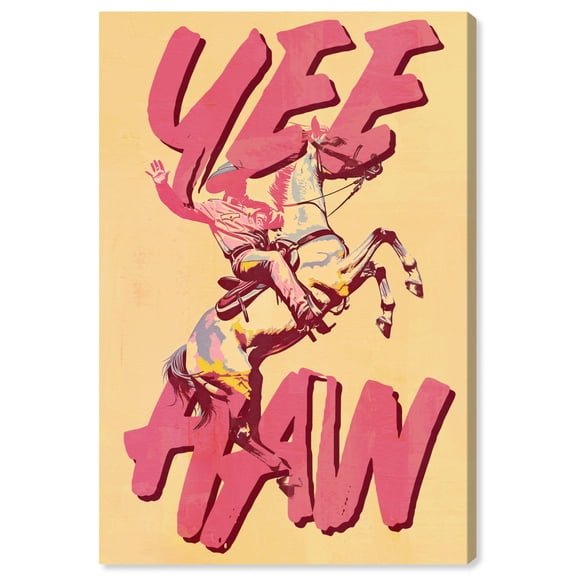Yeehaw Cowboy Canvas Trendy Western Print by Art Remedy, Gallery Wrapped, 16" x 24"