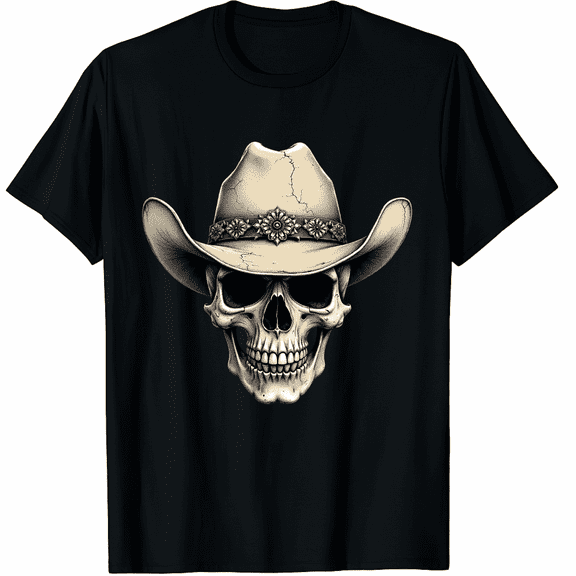 Yeehaw Cowboy Gifts Texas Rodeo Bull Skull Cowboy Graphic Black T-Shirt for Men and Women