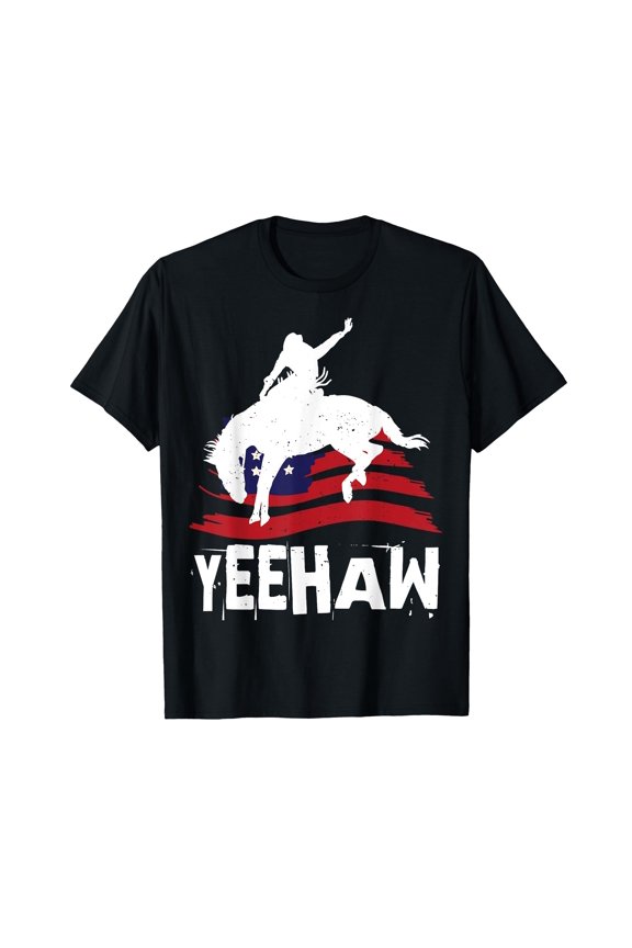 Yeehaw Graphic Rodeo Rider T-Shirt for Cowboy Enthusiasts and Adventure Lovers
