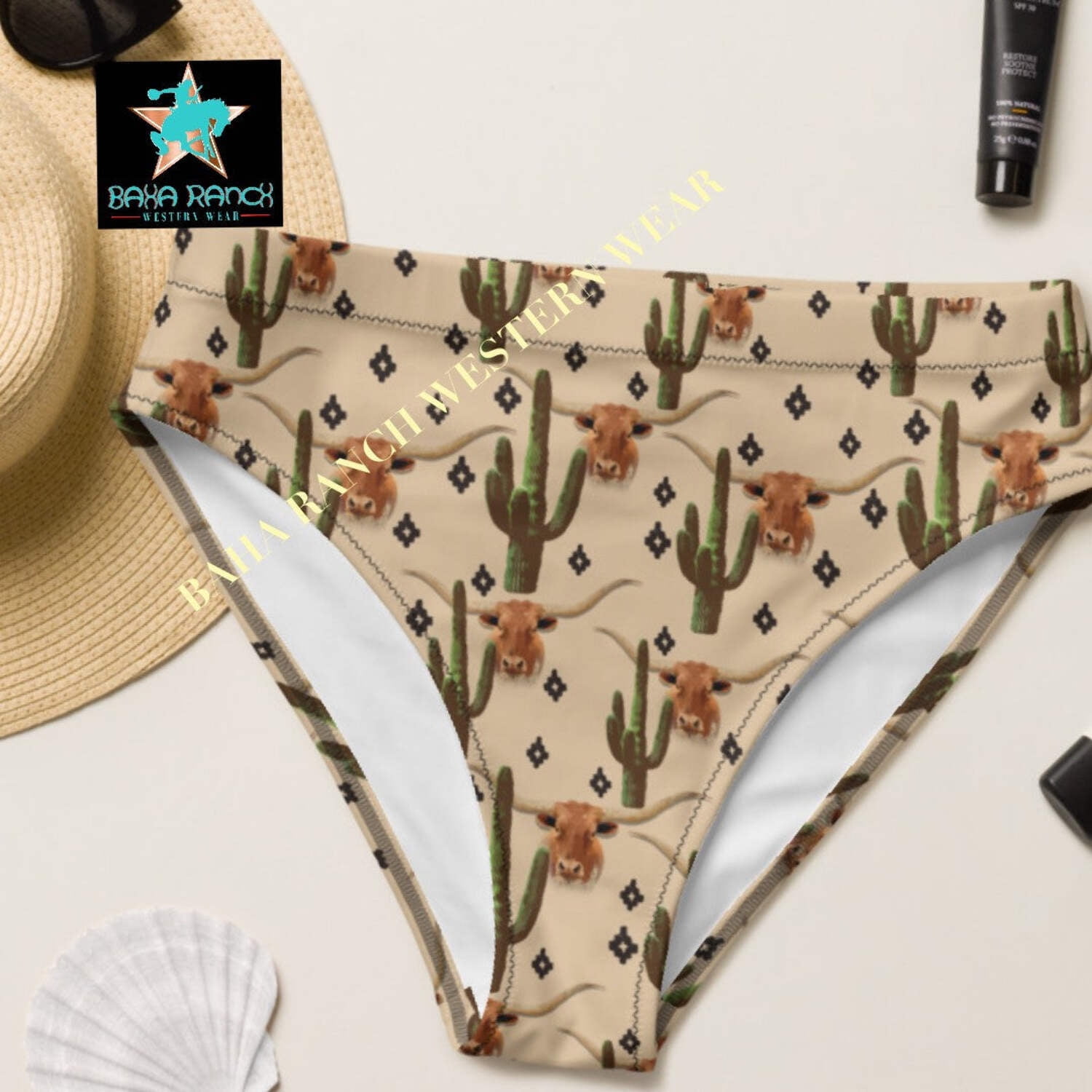 Yeehaw Longhorn Ranch Cactus Bikini Bottom - Walmart.com