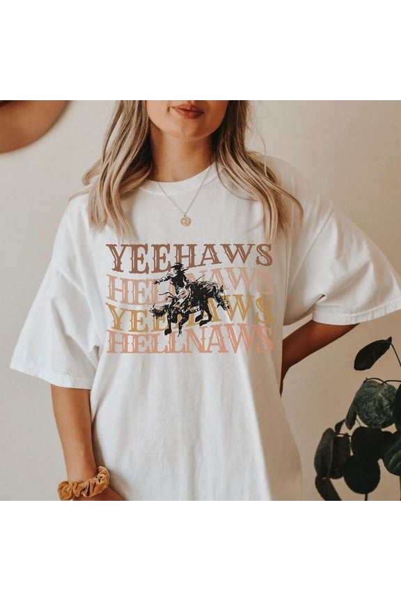 Yeehaws Hellnaws Shirt Comfort Colors Western Graphic Tee Rodeo Junkie Tshirt Desert Boho Cowgirl T-Shirt Country Music Tee Nashville Shirt