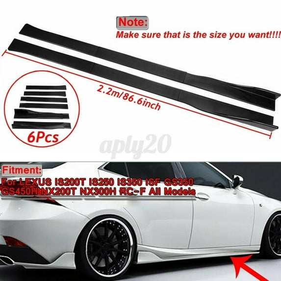 YeekTok 86.6" Carbon Fiber Side Skirts Rocker Panel Lip For LEXUS IS200T IS250 IS350