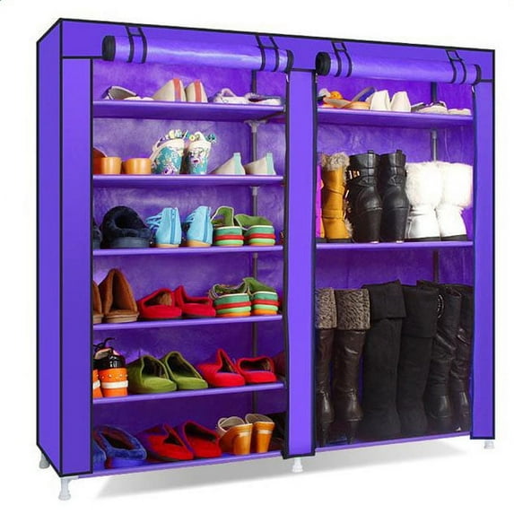 YeekTok 9 Lattices Double Rows Combination Style Shoe Cabinet Purple