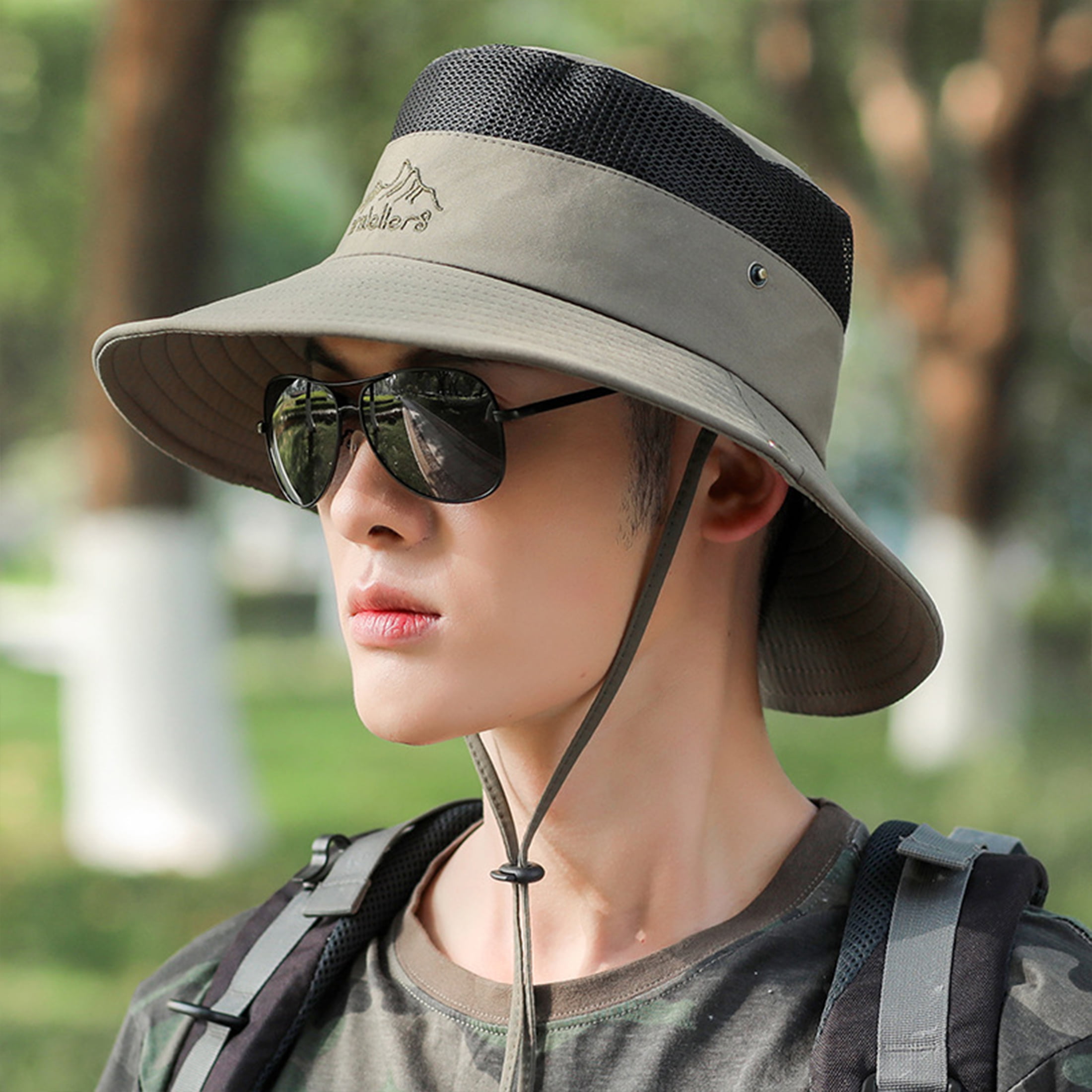 YeekTok Fishing Hiking Hat Mesh Breathable for Men Army Green UV Protection  Sun Hat Foldable Bucket Hat