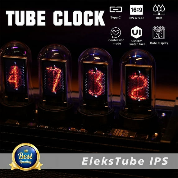 YeekTok Hot EleksTube IPS 10Bit RGB Nixie Tube Glows Electronic Digital LED Desk Clock