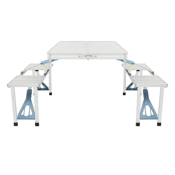 YeekTok One Piece Folding Portable Table and Chair Set Aluminum Alloy Silver