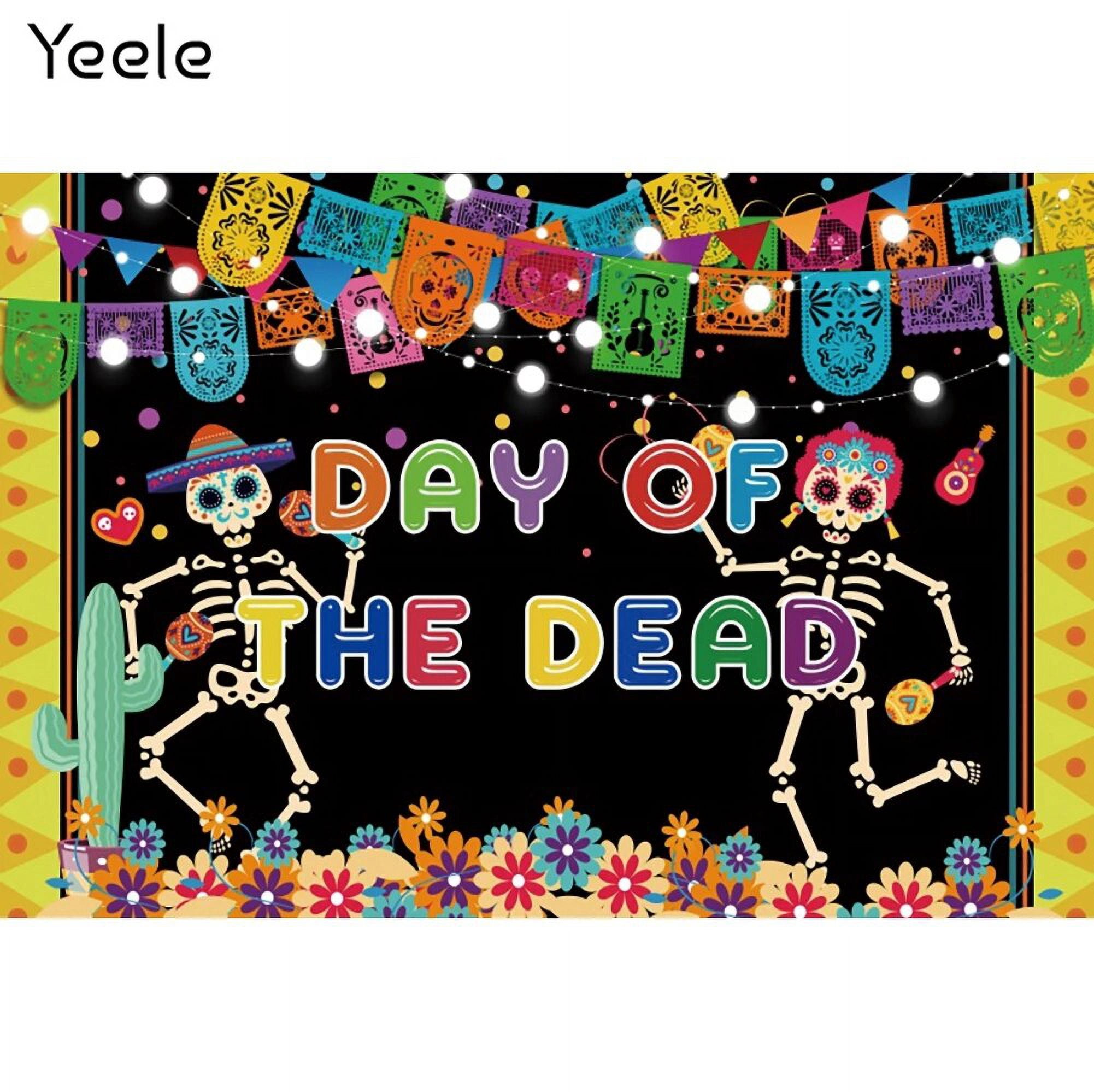 Yeele Day Of The Dead Backdrop Mexican Glitter Skeleton Photography