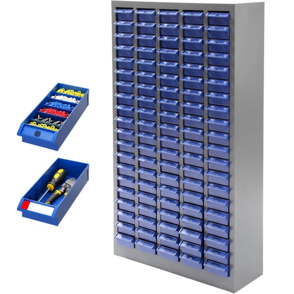 Yeeoy 100 Drawers Spare Parts Cabinet Screws Parts Storage Bin Organizer, Hardware Tool Component Bolt and Nut Storage Cabinet with Shelves & Labels