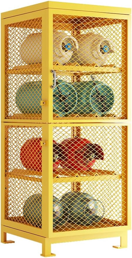 Yeeoy Horizontal Cylinder Storage Cabinet, 8 Cylinder Capacity, 30" L x 30" W x 71.7" H Propane Tank Storage Cage, Steel Safety Gas Cylinder Cabinet with Lockable Doors, Yellow Powder Coat Finish