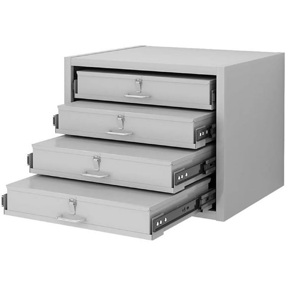 Yeeoy Steel Compartment Box Rack with 4 Adjustable Divider Compartment Boxes, Parts Cabinet Bolt and Nut Tool Box, Metal Storage Drawer Organizer for Tool Hardware