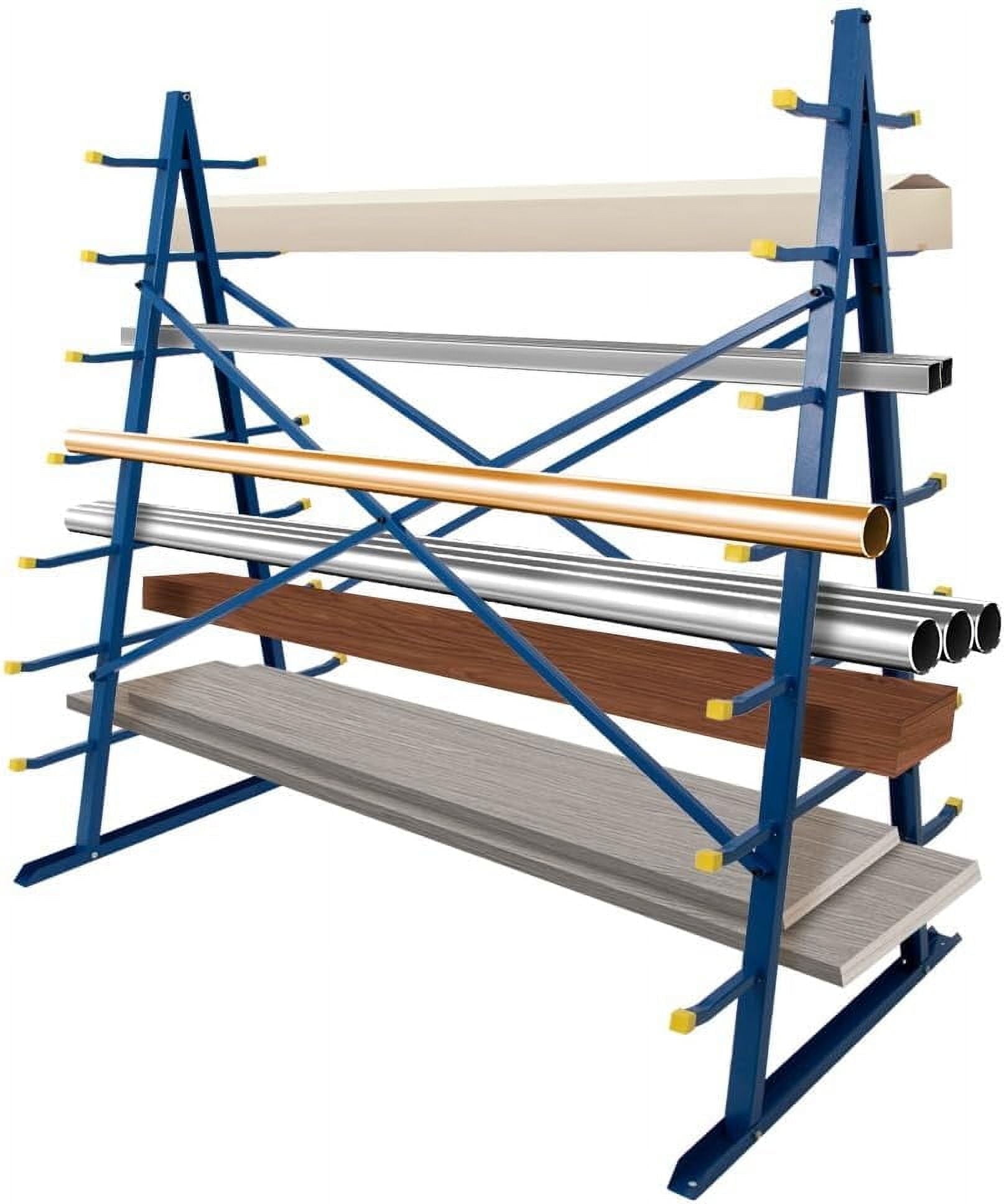 Yeeoy Steel Horizontal Storage Rack, 7 Tier Detachable Lumber Storage Rack, Heavy Duty Adjustable Pipe Rack Lumber Organizer Shelf for Garage Workshop Shed Basement, Blue