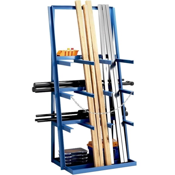Yeeoy Steel Vertical Bar Rack with 3 Bays, Standing Pipe Lumber Long Parts Storage Rack Organizer Shelf with Chain, 39"W x24"D x84"H, 3000 LB Capacity