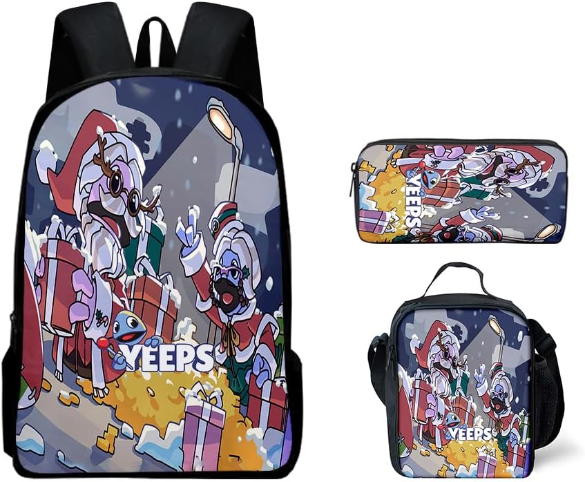 Yeeps Hide and Seek Backpack Pencil Case Shoulder Backpack Set Perfect for Casual Daypacks (C12,3PCS)