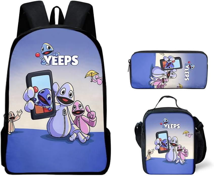 Yeeps Hide and Seek Backpack Pencil Case Shoulder Backpack Set Perfect for Casual Daypacks (C14,3PCS)