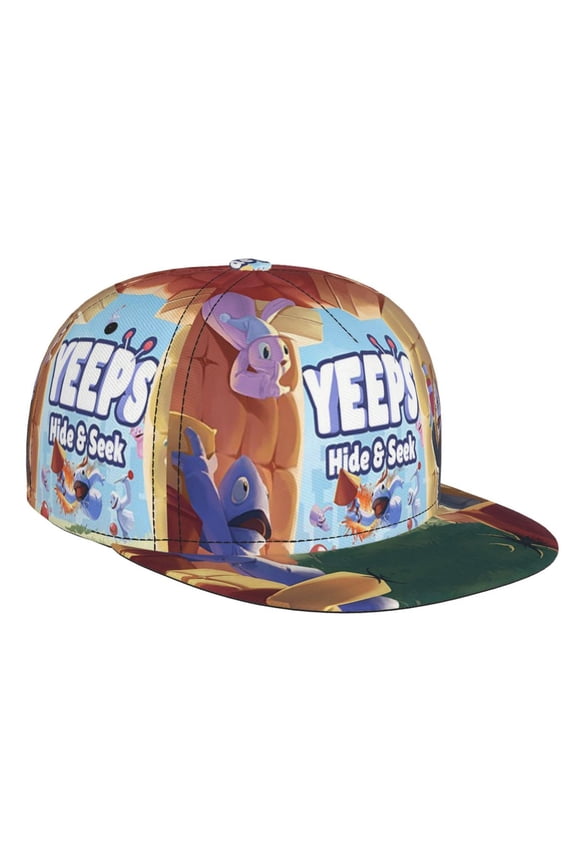 Yeeps Hide and Seek Flat Brim Bill Baseball Cap Adjustable Hat Hip Hop Caps for Dad Kids Men Women