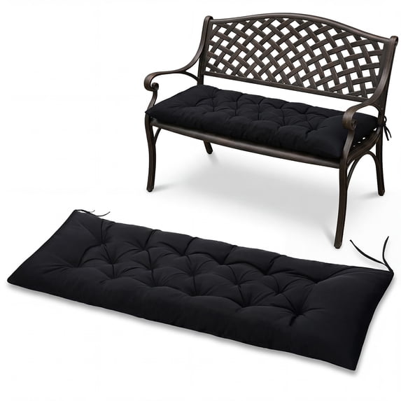 Yeerswag 59" x 20" Black Outdoor Bench Cushion, Anti-fading, Water-Resistant, Non-Slip