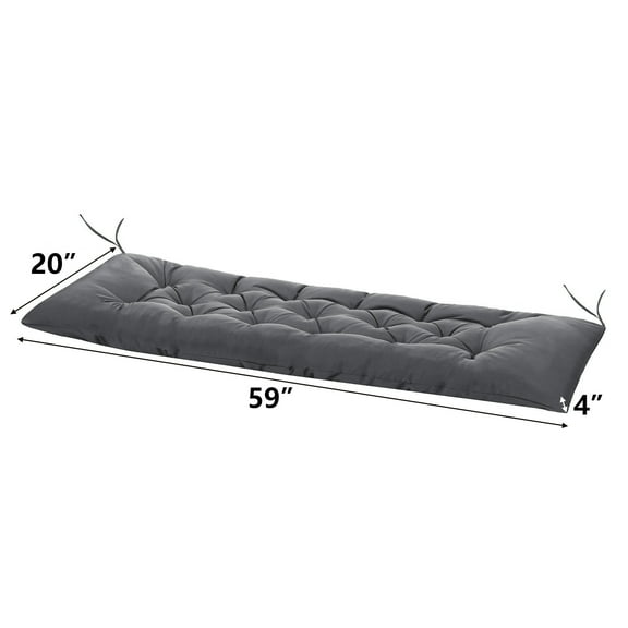 Yeerswag 59" x 20" x 4" Dark Grey Bench Outdoor Seating Cushion, Waterproof, Machine Washable