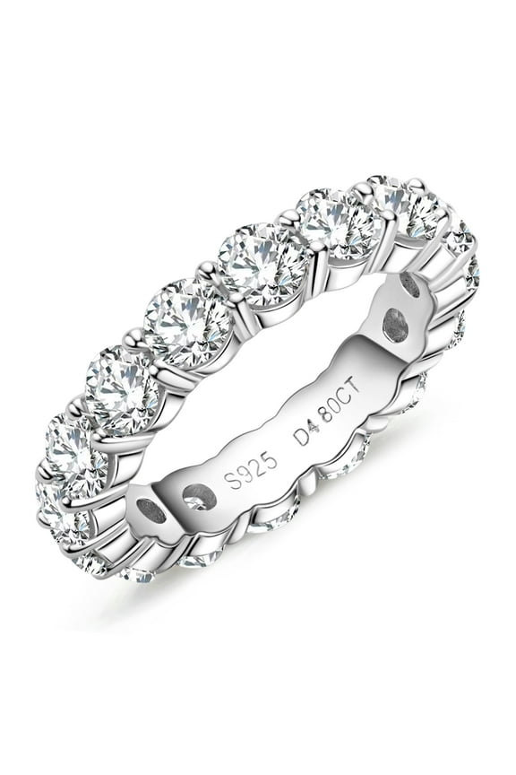 Moissanite Eternity Ring 4mm 5cttw D Color VVS1 14K Gold Plated 925 Sterling Silver Eternity Band Wedding Ring for Women