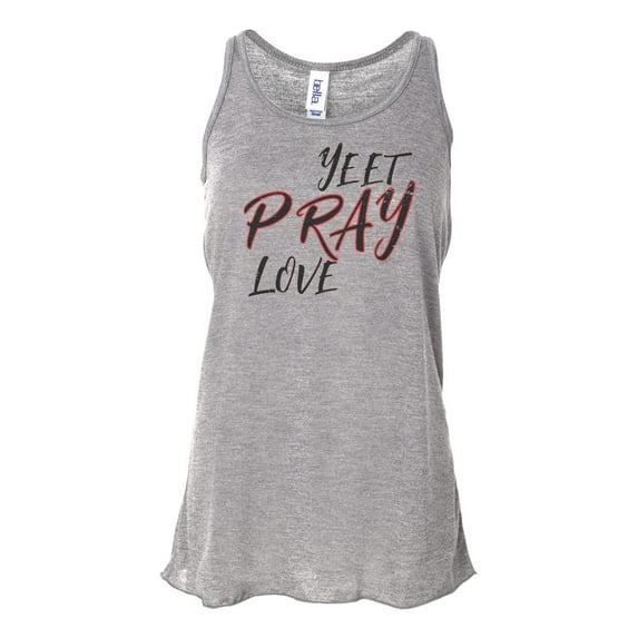 "Yeet Pray Love, Women's Racerback, Funny Tank Top, Workout Clothes, Yeet Shirt, Gift For Her, Gym Tank, Sublimation, Eat Pray Love, Country, Athletic Grey, MEDIUM"
