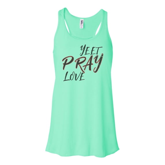 "Yeet Pray Love, Women's Racerback, Funny Tank Top, Workout Clothes, Yeet Shirt, Gift For Her, Gym Tank, Sublimation, Eat Pray Love, Country, Mint , SMALL"