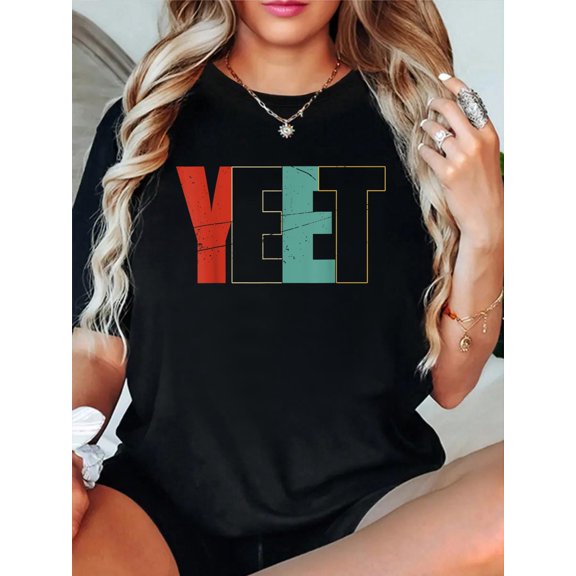 Yeet Tee Kid's Trendy Yeeting Meme Slogan Urban Youth Slang T-Shirt casual short sleeve crew neck cotton tee tops for women