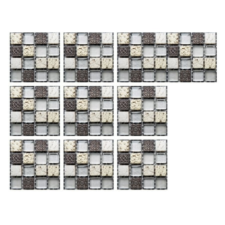 Yeetfub 10 Sheet Peel and Stick Backsplash Self Adhesive Stone Back Splash Marble Stick on Tile Backsplash for Kitchen Wall Backsplash Tile for Bathroom Shower Furniture Camper 4"x4"