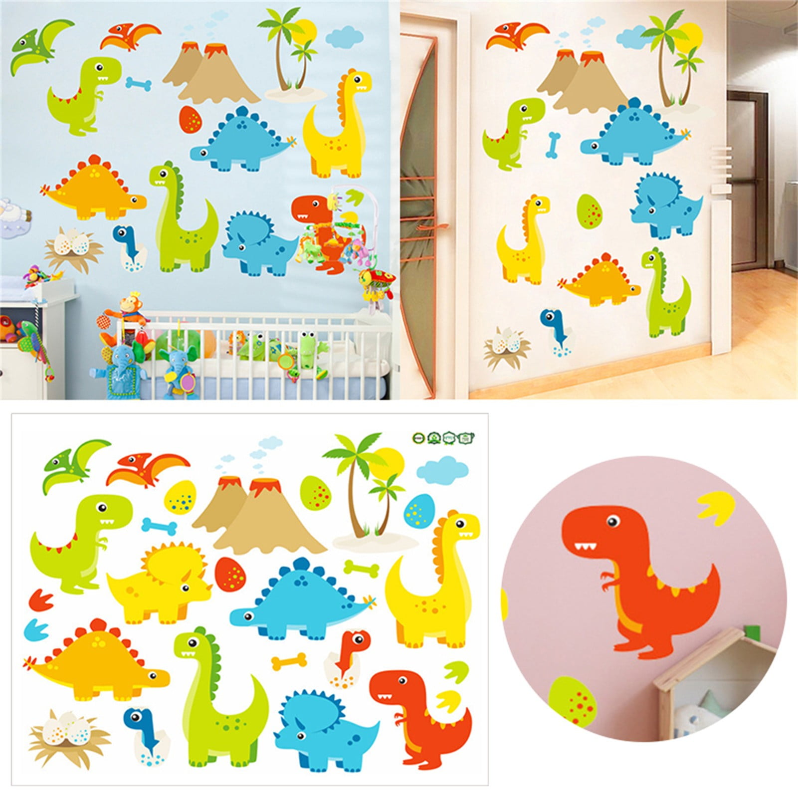 Yeetfub 2024 Back Splash Stick On Tiles For Kitchen Clearance Cartoon Dinosaur World Wall Decal Bedroom Children's Room Background Wall Decoration Self Adhesive DIY Sticker