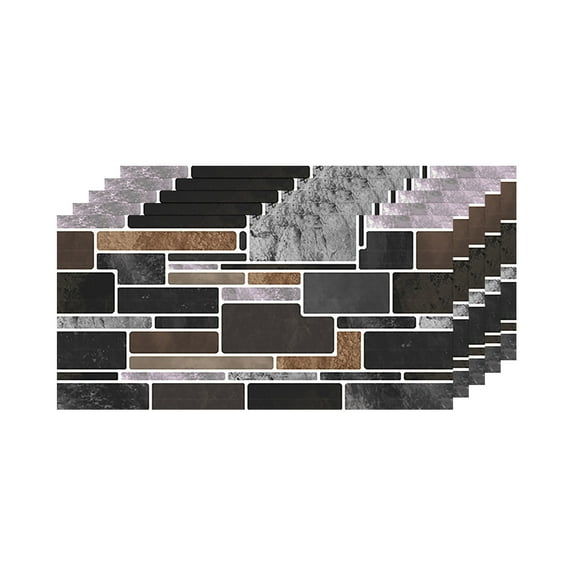 Yeetfub 5 Sheet Peel and Stick Backsplash Waterproof Stone Backsplash Tile Marble Self Adhesive Peel and Stick on Backsplash for Kitchen Bathroom Fireplace Cabinet 4"x8" Black