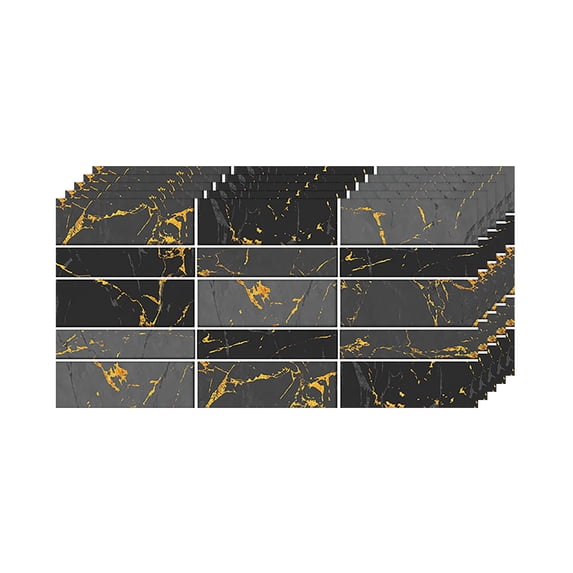 Yeetfub 5 Sheet Peel and Stick Backsplash Waterproof Stone Backsplash Tile Marble Self Adhesive Peel and Stick on Backsplash for Kitchen Bathroom Fireplace Cabinet 4"x8" Black