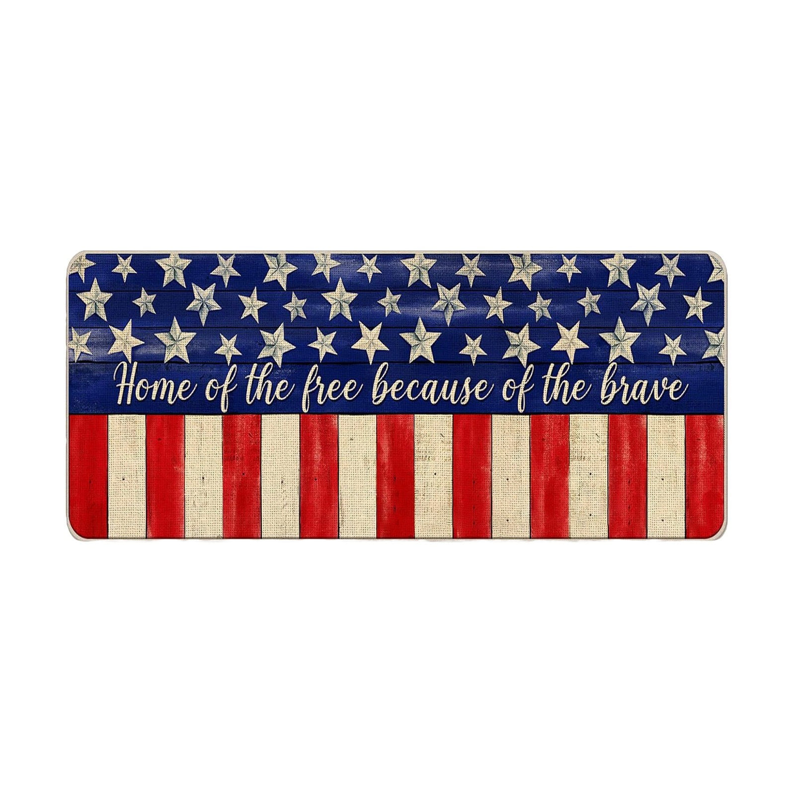 Yeetfub American Flag Patriotic Coir Indoor Outdoor Doormat, 16