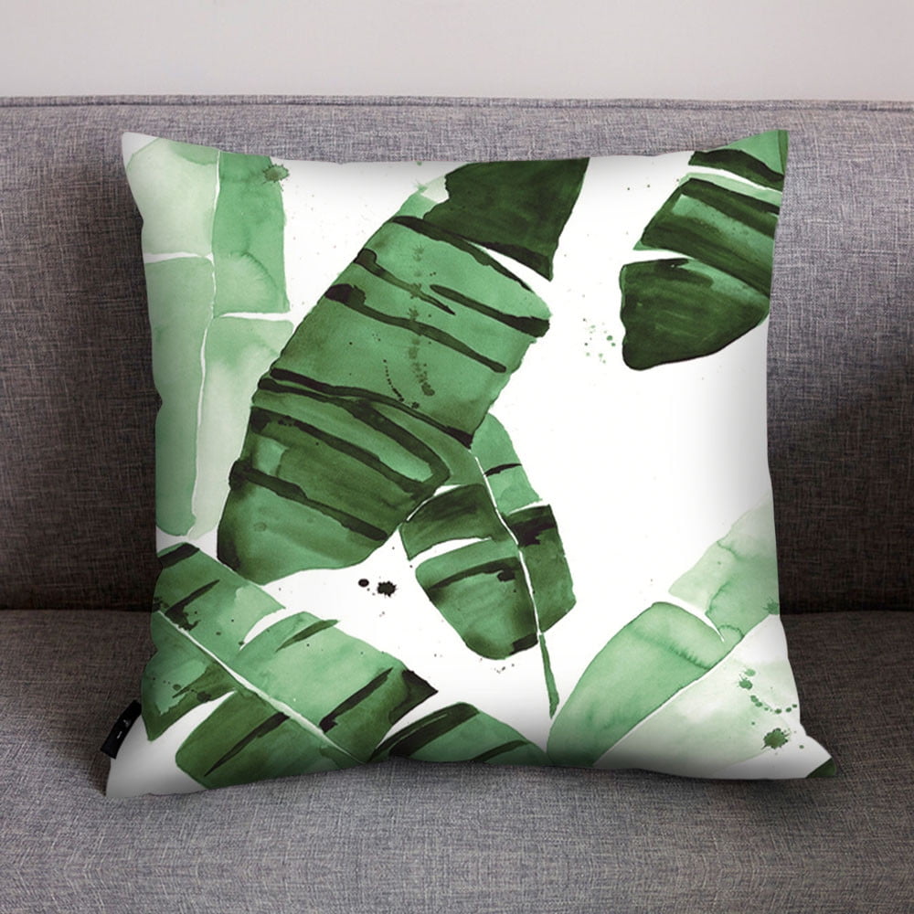 Yeetfub Cactus Banana Leaf Print Pillow Case Polyester Sofa Car Cushion